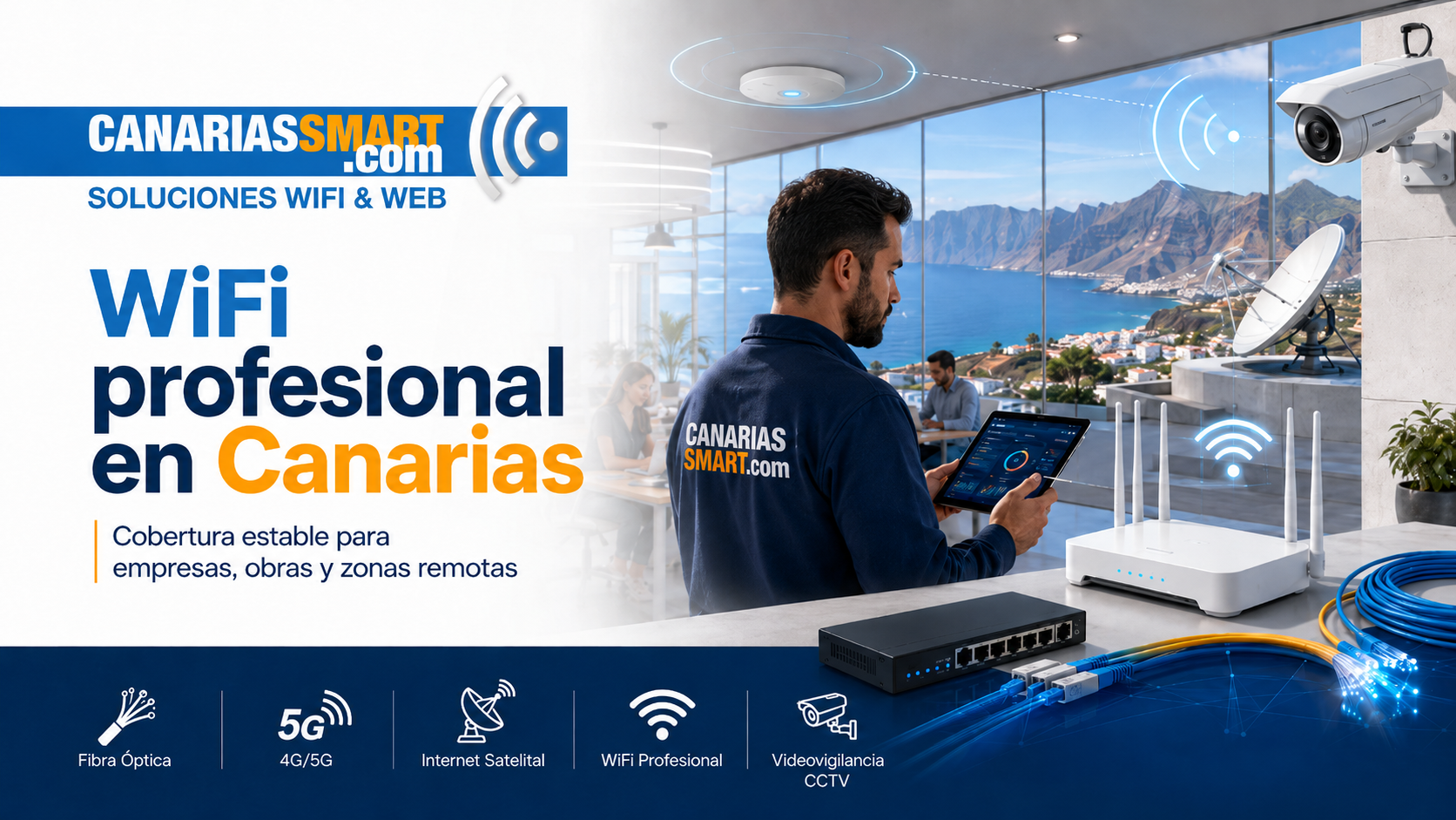 Lee más sobre el artículo WiFi profesional en Canarias: cobertura estable para empresas, obras y zonas remotas